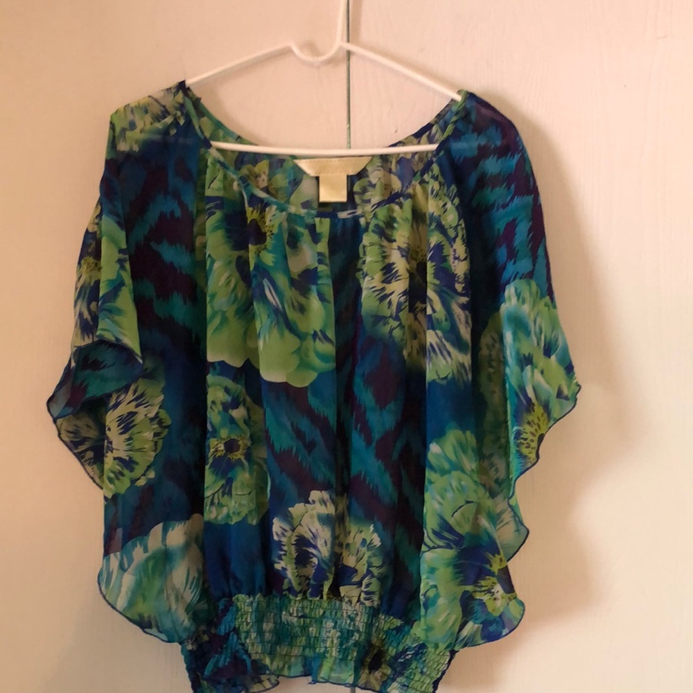 Woman’s spring Floral Blue and Green Women's Top blouse